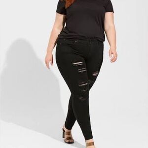 Torrid Black Ripped Skinny Jeans